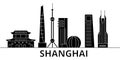 Shanghai architecture vector city skyline, travel cityscape with landmarks, buildings, isolated sights on background Royalty Free Stock Photo