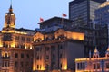 Shanghai Bund at dusk cityscape of old buildings and modern arch Royalty Free Stock Photo