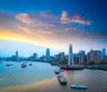 Shanghai bund at dusk Royalty Free Stock Photo