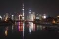 Shanghai bund garden bridge of skyline at night Royalty Free Stock Photo