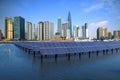 Shanghai Bund skyline landmark at Ecological energy Solar panel
