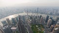 Shanghai, China - April 18, 2019: aerial view of the famous landmarks in Pudong, huangpu river and skyscrapers Royalty Free Stock Photo