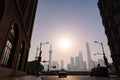 SHANGHAI CHINA, APRIL 2019 : morning sunrise at the bund, huangpu riverside, shanghai city view background