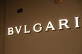 close up BVLGARI store brand sign