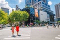 Shanghai luxury shopping street and intersection in China