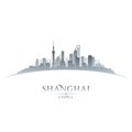 Shanghai China city skyline silhouette white background