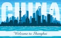 Shanghai China city skyline vector silhouette