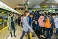 Shanghai, China, Crowded Metro Subway Train, Inside, Chinese Tourists, in CIty Center Royalty Free Stock Photo