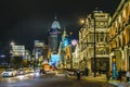 Urban Night Scene at The Bund, Shanghai, China Royalty Free Stock Photo