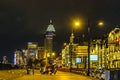 Urban Night Scene at The Bund, Shanghai, China Royalty Free Stock Photo