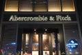 Facade of Abercrombie Fitch store at night
