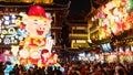 Shanghai, China - Jan. 26, 2019: Lantern Festival in the Chinese New Year Pig year, night view of colorful lanterns and crowded Royalty Free Stock Photo