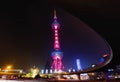 A night view of the modern Pudong skyline across the Bund in Shanghai, China Royalty Free Stock Photo