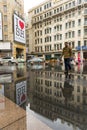 SHANGHAI, CHINA - January 3, 2018: Historical architecture on East Nanjing Road - the main shopping street of Shanghai city, China