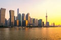 Lujiazui skyline of Shanghai and the Huangpu River at sunset Royalty Free Stock Photo