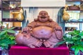 Shanghai, China - July 13, 2019: Interior of a Gigantic Mall Which Only Selling Teas and Tea Accessories. A Big Happy Buddha