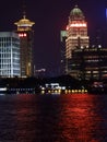 Beautiful Night Scene Ping Financial Center & Ping Insurance group Building right, Custom Building left, Lujiazui, Pudong, Shangha Royalty Free Stock Photo