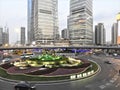 Shanghai Tower & Beautiful Greenery  looking from the flyover In Front of Oriental Pearl Tower Lujiazui, Pudong,  Shanghai, China Royalty Free Stock Photo