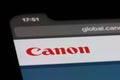 close up Canon company brand logo