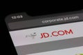 close up JD.com company brand logo