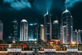 SHANGHAI, CHINA - MAY 24, 2015: Beautiful and office skyscrapers,night view city building of Pudong, Shanghai, China. Most modern Royalty Free Stock Photo