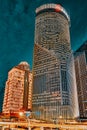 SHANGHAI, CHINA - MAY 24, 2015: Beautiful and office skyscrapers,night view city building of Pudong, Shanghai, China. Most modern Royalty Free Stock Photo