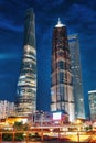 SHANGHAI, CHINA - MAY 24, 2015: Beautiful and office skyscrapers,night view city building of Pudong, Shanghai, China. Most modern Royalty Free Stock Photo