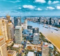 SHANGHAI, CHINA - MAY 24, 2015:Beautiful view skyscrapers, waterfront and city building of Pudong, Shanghai, China Royalty Free Stock Photo