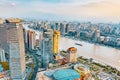 SHANGHAI, CHINA - MAY 24, 2015:Beautiful view skyscrapers, waterfront and city building of Pudong, Shanghai, China Royalty Free Stock Photo