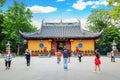 Shanghai, China - May, 2019: Facade of Longhua Temple in Shanghai, China. Famous buddhist temple in China