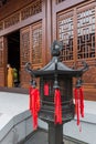 Shanghai, China - May 22, 2018: Monk in Jade Buddha Temple in Shanghai, China