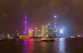 Shanghai, China - May 22, 2018: A night view of the colonial embankment skyline in Shanghai, China Royalty Free Stock Photo