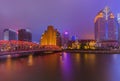 Shanghai, China - May 21, 2018: A night view of the colonial embankment skyline in Shanghai, China Royalty Free Stock Photo