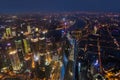 Shanghai, China - May 23, 2018: A night view from Shanghai tower to the modern skyline in Shanghai, China Royalty Free Stock Photo