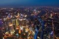 Shanghai, China - May 23, 2018: A night view from Shanghai tower to the modern skyline in Shanghai, China Royalty Free Stock Photo