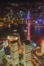 Shanghai, China - May 23, 2018: A night view from Shanghai tower to the modern skyline in Shanghai, China Royalty Free Stock Photo