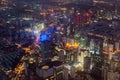 Shanghai, China - May 23, 2018: A night view from Shanghai tower to the modern skyline in Shanghai, China Royalty Free Stock Photo