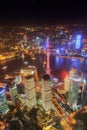 Shanghai, China - May 23, 2018: A night view from Shanghai tower to the modern skyline in Shanghai, China Royalty Free Stock Photo