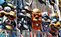 SHANGHAI, CHINA - May 7, 2017 - Souvenir wooden chinese masks on market near Yu Garden, Shanghai