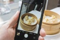 Taking photo of Shanghai dumpling with a smartphone