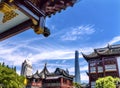 Shanghai China Old and New Shanghai Tower and Yuyuan Garden Royalty Free Stock Photo
