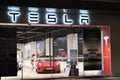 Tesla store with customer inside