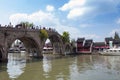 Fangsheng Bridge in Zhujiajiao Ancient Water Town, a historic village and famous tourist destination in Shanghai, China