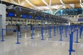 No people at Shanghai Pudong international airport second terminal check-in counters Royalty Free Stock Photo