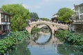 Old bridges over the Puhui River in Qibao Ancient Town, a historic water township of Qibao in Shanghai, China