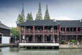 Traditional Chinese teahouse in Zhujiajiao Ancient Water Town, historic village and famous tourist destination in Shanghai, China