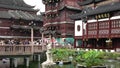 Zigzag bridge of nine turnings and Mid-lake Pavilion in Yuyuan Garden in Shanghai, China