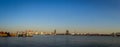 SHANGHAI, CHINA: Shanghai riverbank, industrial boats and some port facilities lying waterfront, beautiful blue sky