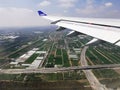 Shanghai, China, 09/07/2019 Shanghai view from airplane window.