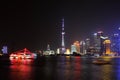 Shanghai, China: A skyline view across the Bund at night Royalty Free Stock Photo